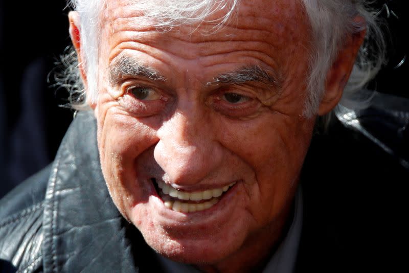 FILE PHOTO: Actor Jean-Paul Belmondo attends a national tribute for late singer Charles Aznavour during a ceremony at the Hotel des Invalides in Paris