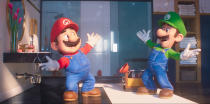 This image released by Nintendo and Universal Studios shows characters, Mario, voiced by Chris Pratt, left, and Luigi, voiced by Charlie Day from the animated film "The Super Mario Bros. Movie." (Nintendo and Universal Studios via AP)