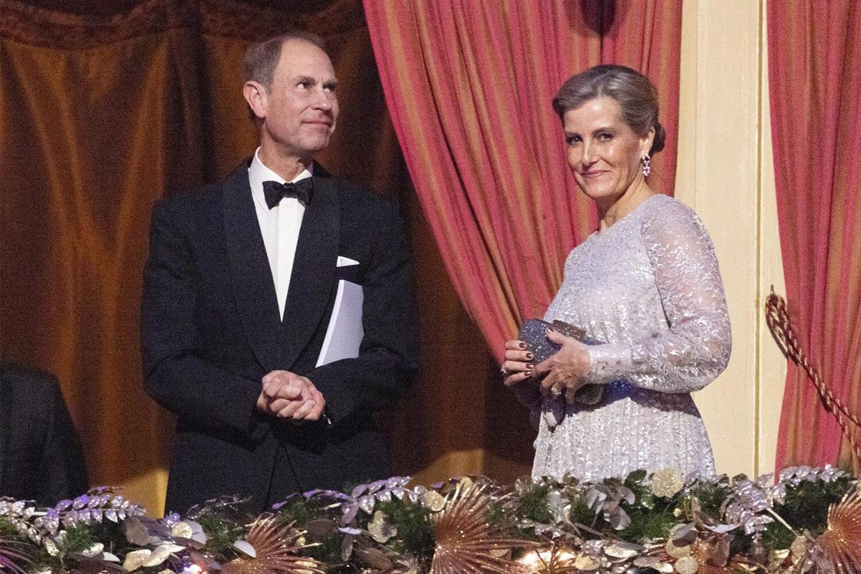 LONDON, ENGLAND - DECEMBER 01: Prince Edward, Earl of Wessex and Sophie, Countess of Wessex attend the Royal Variety Performance at the Royal Albert Hall in London. (Photo David Parry - WPA Pool/Getty Images)