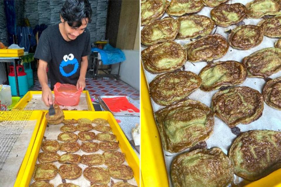 Across the eatery, discover this stall selling 'akok'(left). The custard-like 'akok' is lovely for a tea time snack with a hot cup of tea or coffee (right).