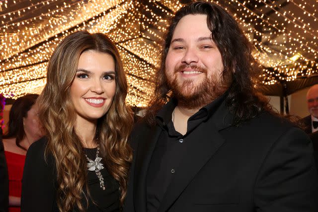 <p>Mike Coppola/Getty</p> Andraia Allsop and Wolfgang Van Halen