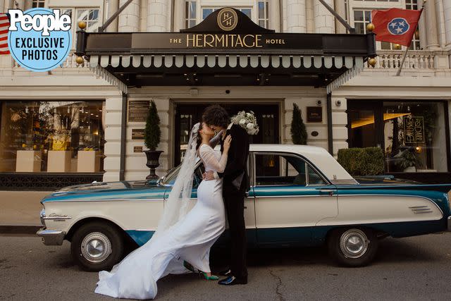 <p>Julia Cox of Darling Juliet Photo</p> Tyler Cohenour and Mia Zarrella in front of The Hermitage Hotel