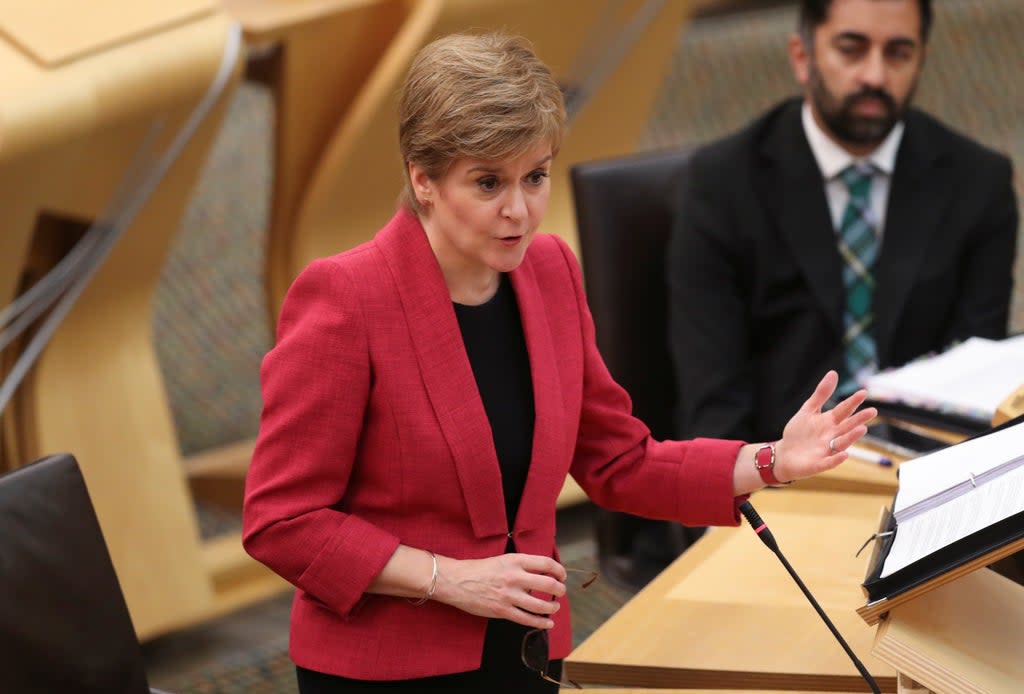 Nicola Sturgeon has announced plans to vaccinate children to the Scottish Parliament (Russell Cheyne/PA) (PA Wire)