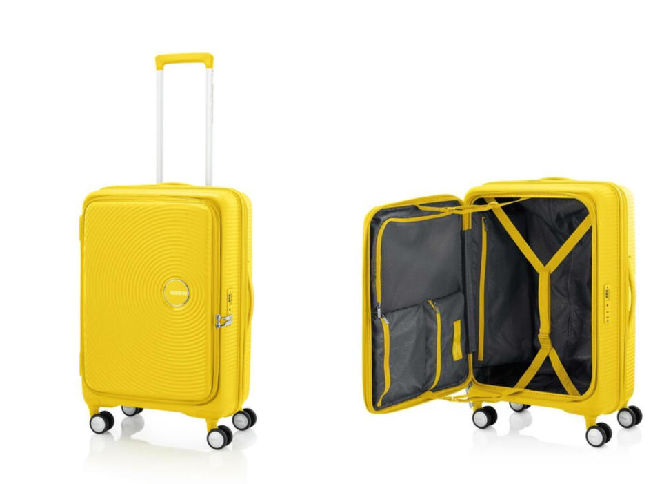 時髦行李箱推薦：American Tourister CURIO 24吋唱盤箱，NT10,700。圖片來源：American Tourister