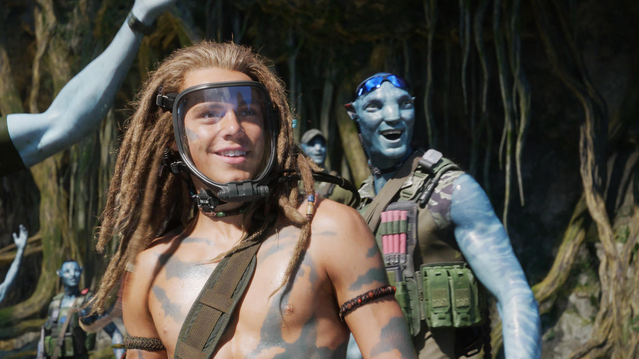 Jack Champion portrays human teenager Spider among Na'vi in Avatar: The Way of Water. (20th Century Studios)