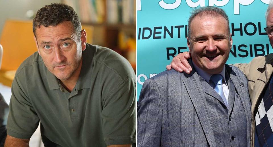 Actor Will Mellor, left, plays former postmaster Lee Castleton, right.  (ITV/PA)