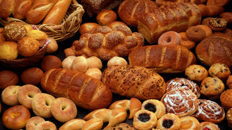 Types of bread on table