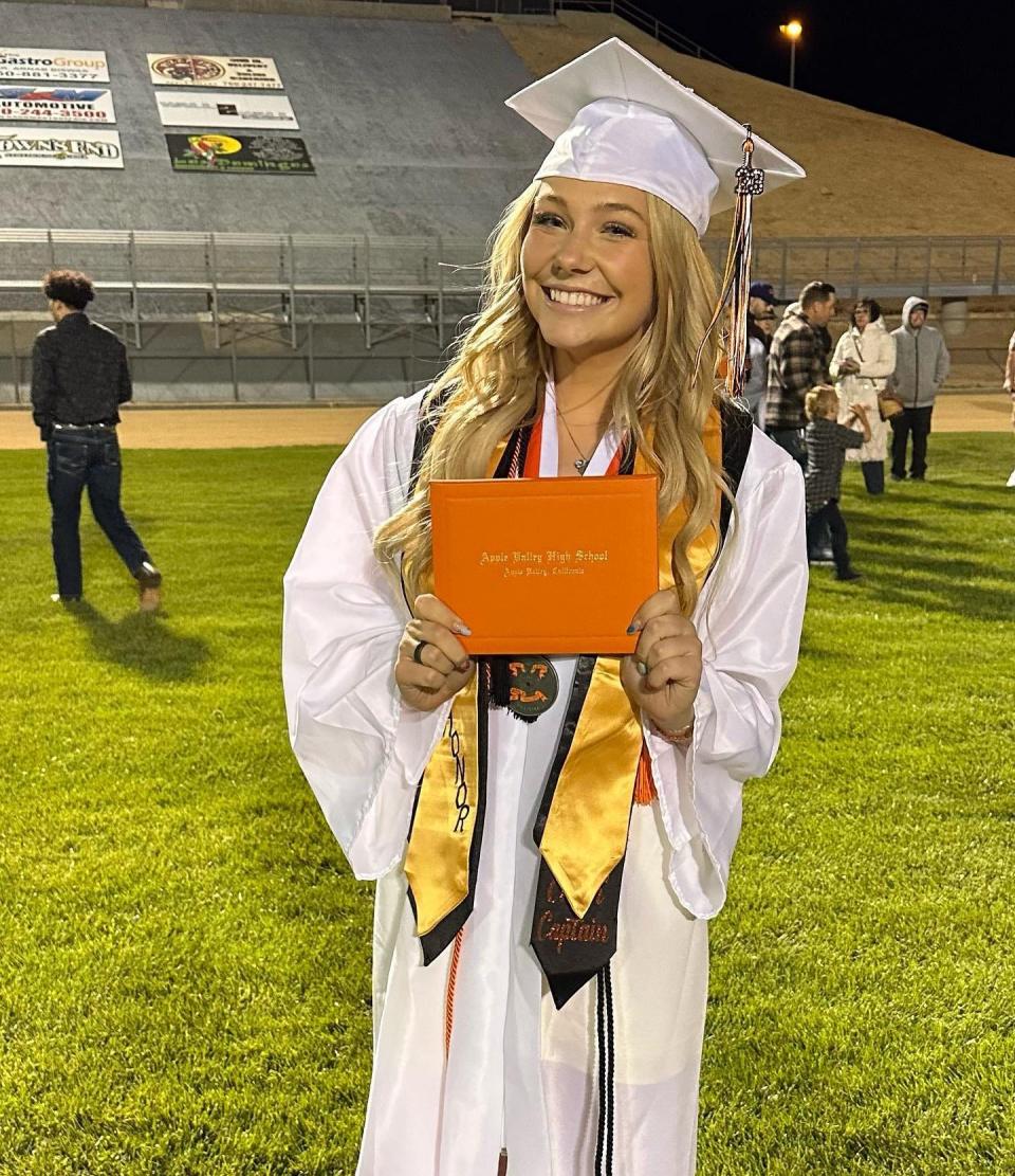 Apple Valley High School's Bella Nocera was one of 498 seniors who turned turned their tassels during a commencement ceremony at Newton T. Bass Stadium on Wednesday, May 24, 2023.