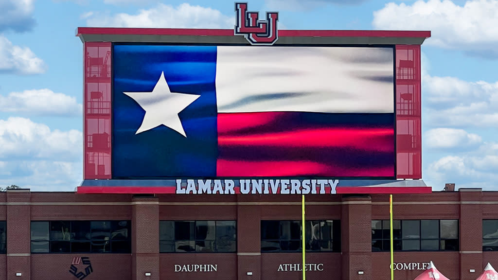  The new SNA Display video board at the Lamar University football field. . 
