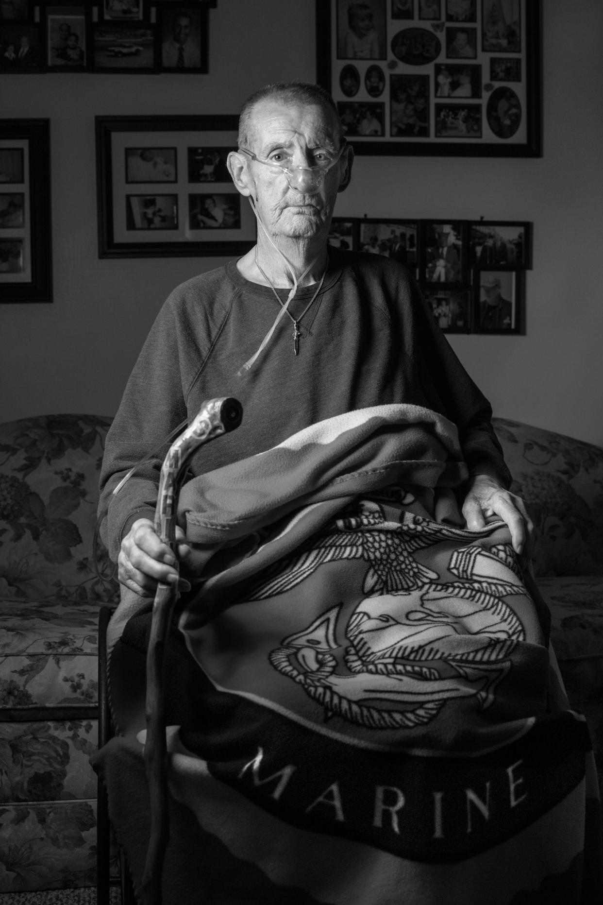 This portrait of Kenneth Hunter is being displayed in The Last Portrait, an exhibition of photographs by local photographer Mark DiOrio of people with terminal illnesses under the care of Hospice & Palliative Care, Inc. of New Hartford. The exhibition is at The Other Side, 2011 Genesee St. in Utica, from the evening of Feb. 9 through March 2.
