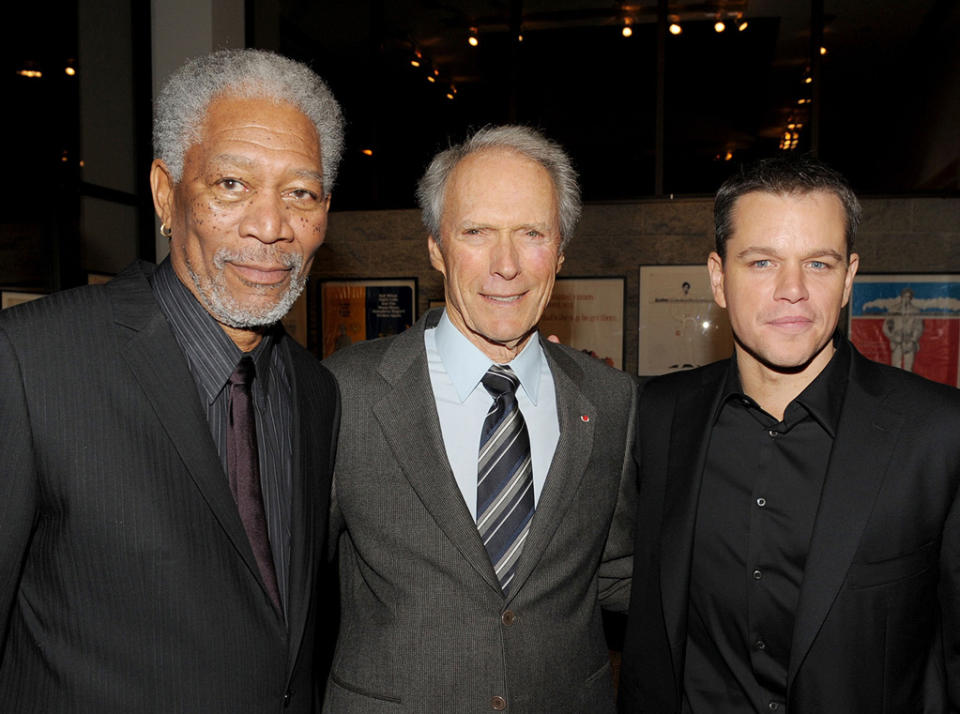 Invictus LA premiere 2009 Morgan Freeman Matt Damon Clint Eastwood