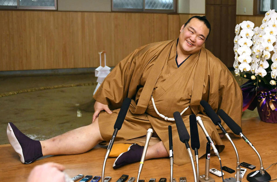 New Year Grand Sumo Tournament winner, ozeki Kisenosato Yutaka, in Tokyo