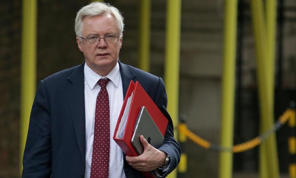 Brexit minister David Davis arrives in Downing Street on 19 July