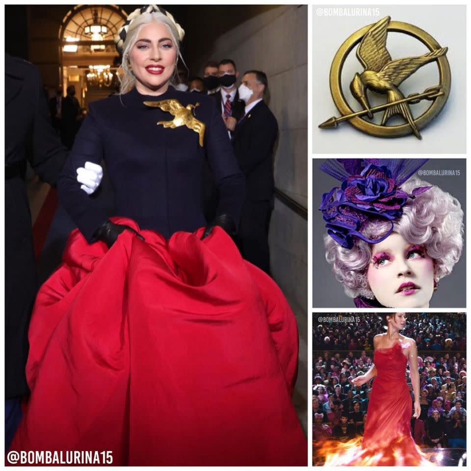 People online compared Gaga's look to one from The Hunger Games. Photo: Instagram/bombalurina15  