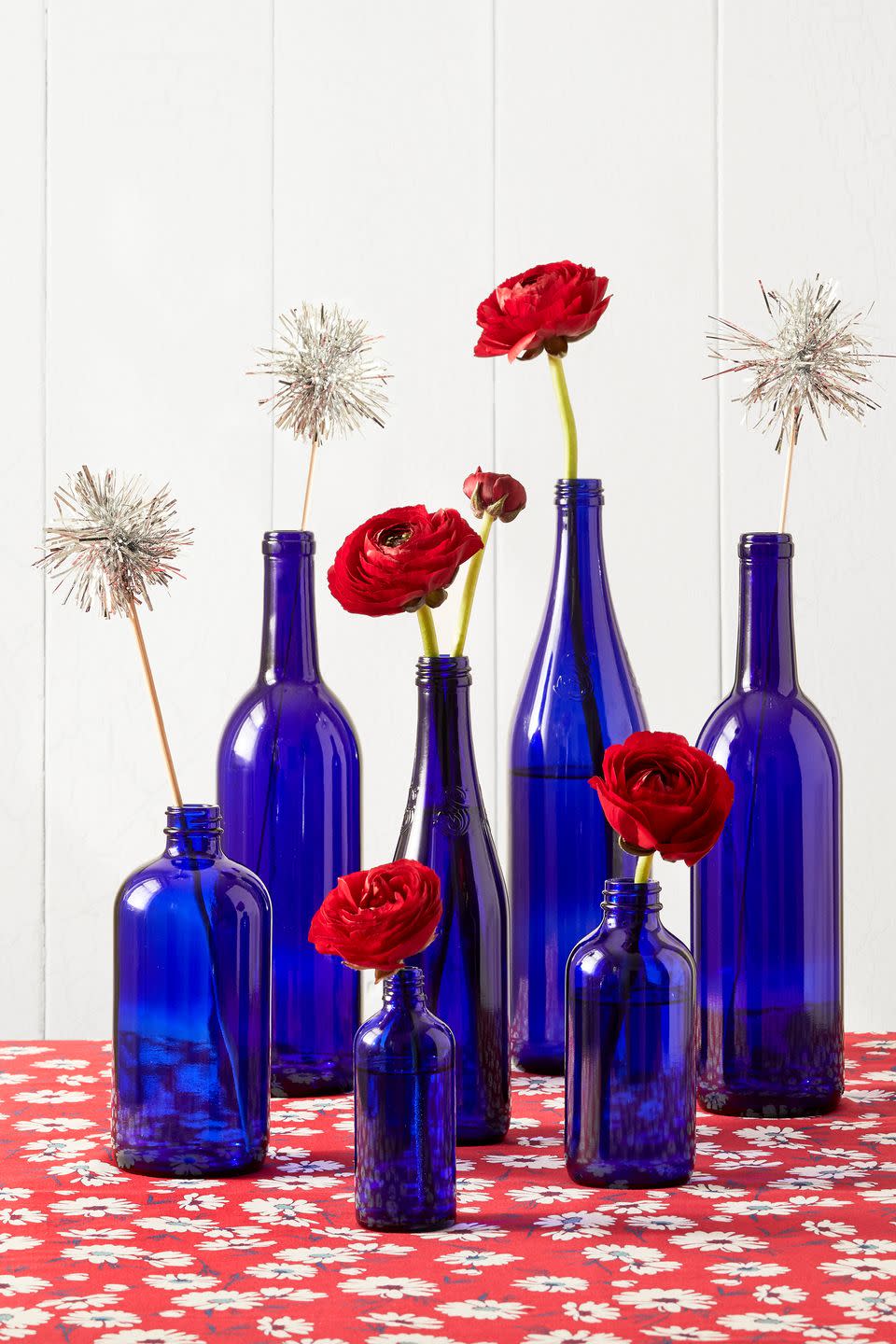 DIY Blue Bottle Centerpiece