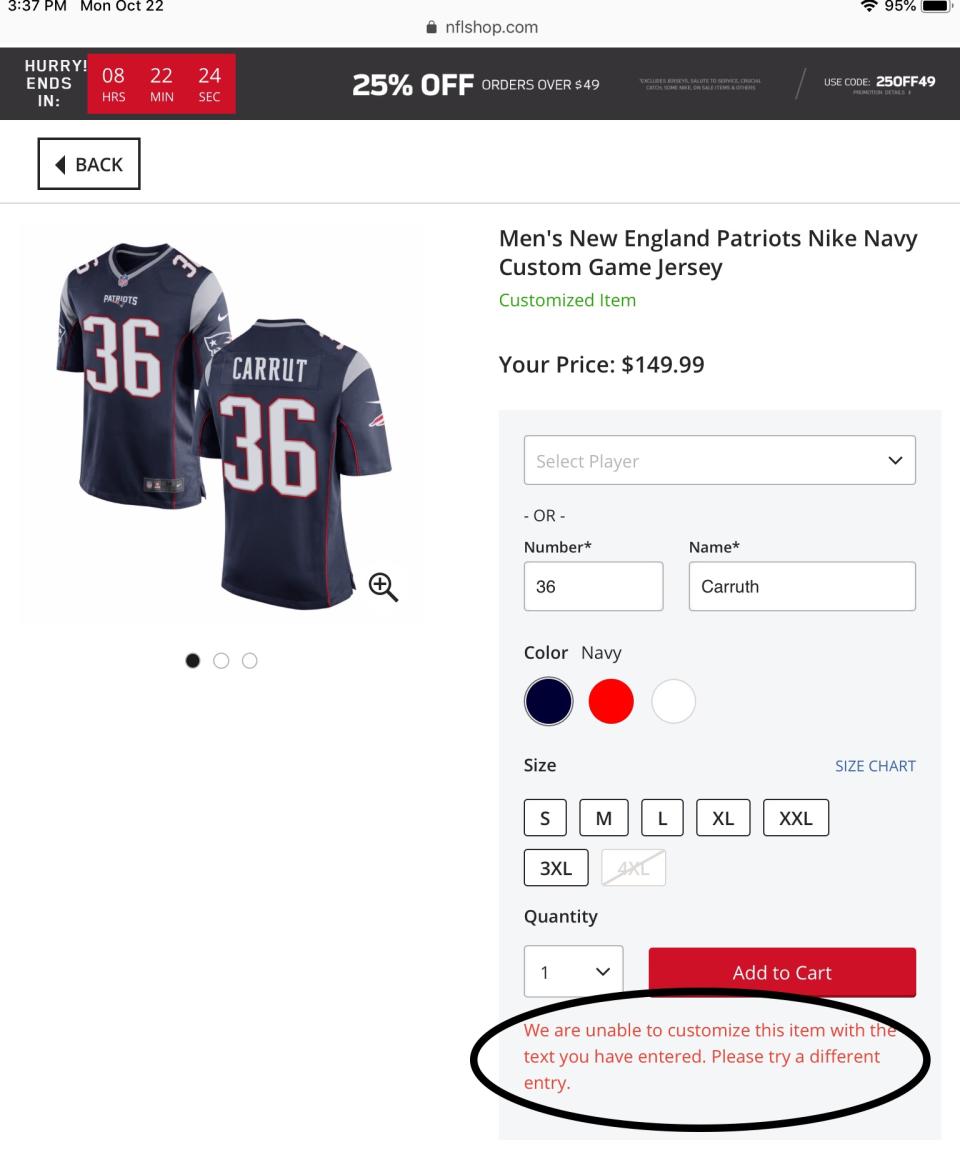 The NFL has blocked Rae Carruth’s name from appearing on any jersey for any team. (Screen shot)