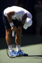 Novak Djokovic, of Serbia, pauses as he practices for the U.S. Open tennis tournament Saturday, Aug. 24, 2019, in New York. (AP Photo/Eduardo Munoz Alvarez)
