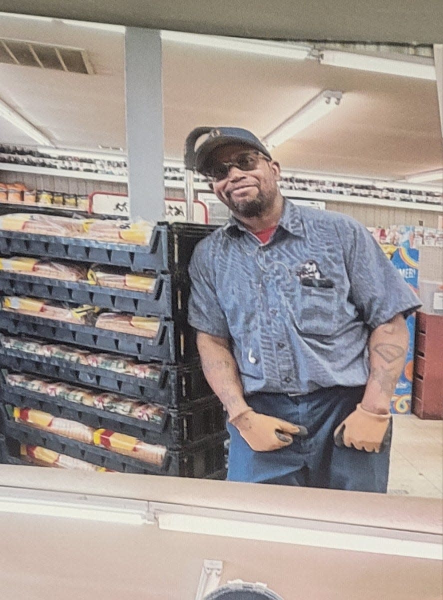 Brent Markey, 49, delivering bread for his full-time job at Aunt Millie's in 2024. Markey died in a motorcycle crash on March 26, 2024.