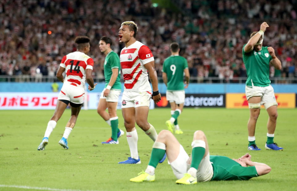 The upset of the group stages saw Japan beat Ireland 19 - 12, and Cameron Spencer (Getty Images) captured the joy and dejection. “I was focusing on the nearest Japanese player to me which was Lomano Lava Lemeki.”