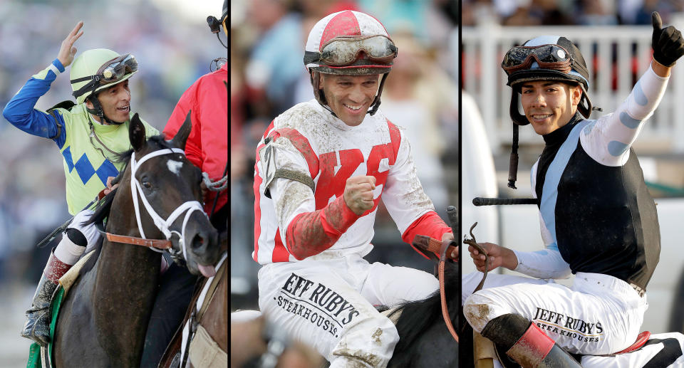 All three 2017 Triple Crown race winners will compete Saturday at the Travers Stakes. (AP)