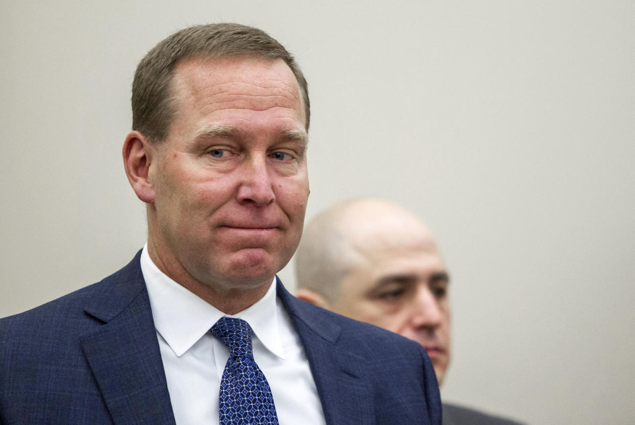 FILE - Kent County Prosecutor Chris Becker speaks during a press conference at the Grand Rapids Police Department, Wednesday, April 11, 2018 in Grand Rapids, Mich. Prosecutor Chris Becker said he will announce Thursday, June, 9, 2022 whether charges will be filed in the death of Patrick Lyoya, a Black man who was on the ground when he was shot in the back of the head by Grand Rapids Police Officer Christopher Schurr. (Cory Morse/The Grand Rapids Press via AP, File)