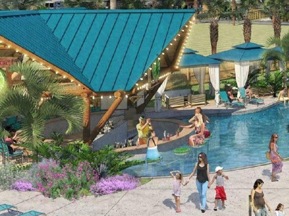 sketch of the swim-up bar at Camp Margaritaville