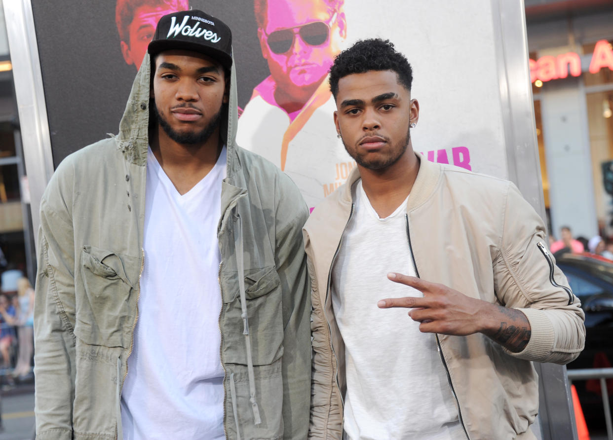 Will the off-court friendship Karl-Anthony Towns and D'Angelo Russell lead to on-court chemistry? (Gregg DeGuire/Getty Images)