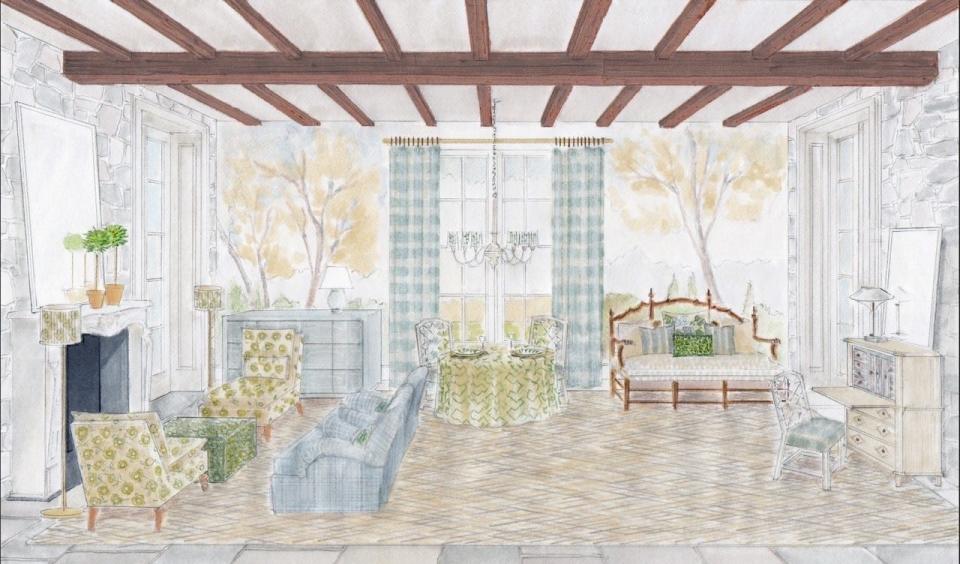 A rendering of Susan Farcy Interior Design's "The Keeping Room."