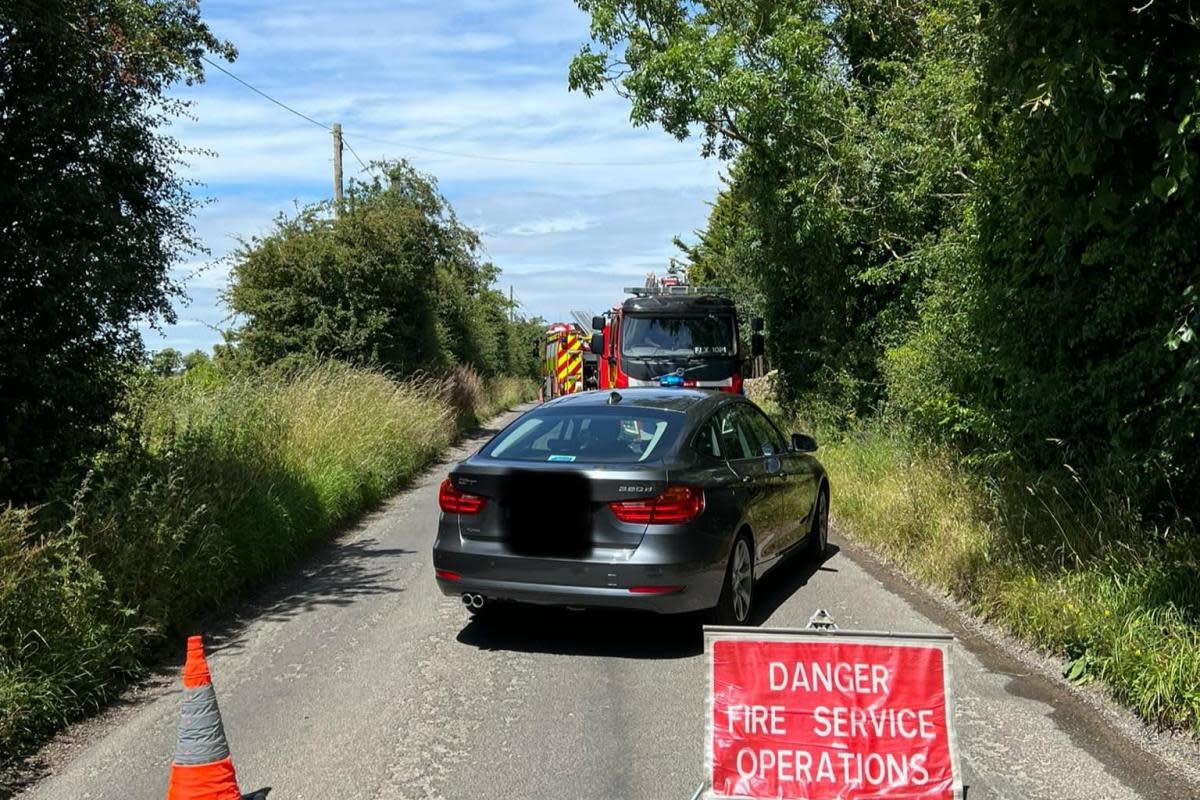 The nearby road was closed off. <i>(Image: Oxfordshire Fire and Rescue Service)</i>