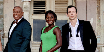 ginny holder, tahj miles, shantol jackson, elizabeth bourgine, don warrington and ralf little in death in paradise 100th episode