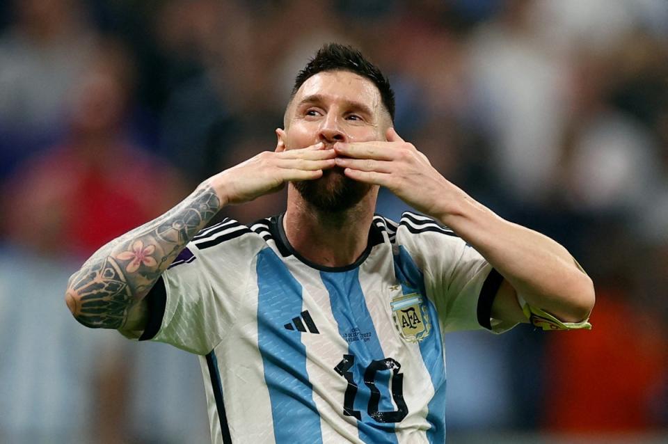 Lionel Messi salutes Argentina’s fans after beating Croatia (REUTERS)