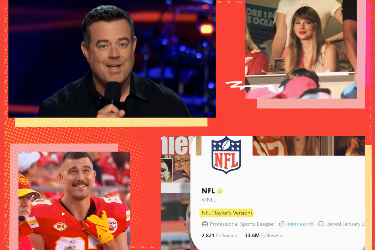 Carson Daly hopped on before NBC Sunday Night Football to give an explainer about the game to Taylor Swift fans. (Courtesy: NBC)