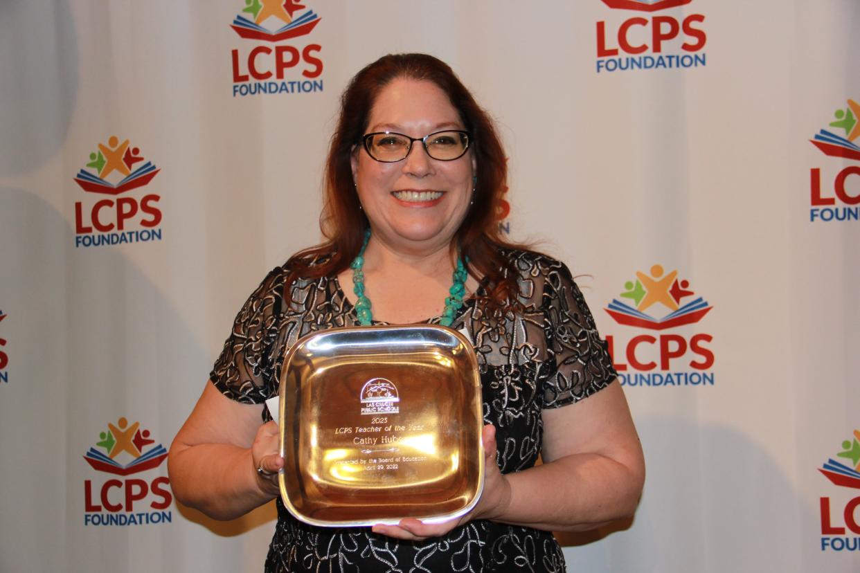 Cathy Turietta-Huber, a fifth-grade teacher at Tombaugh Elementary School, was named the 2023 Teacher of the Year for Las Cruces Public Schools. She was honored at the Celebration of Excellence dinner on Friday, April 29, 2022.