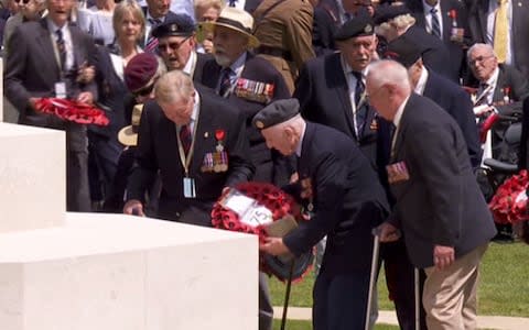 Normandy veterans lay their wreaths - Credit: BBC