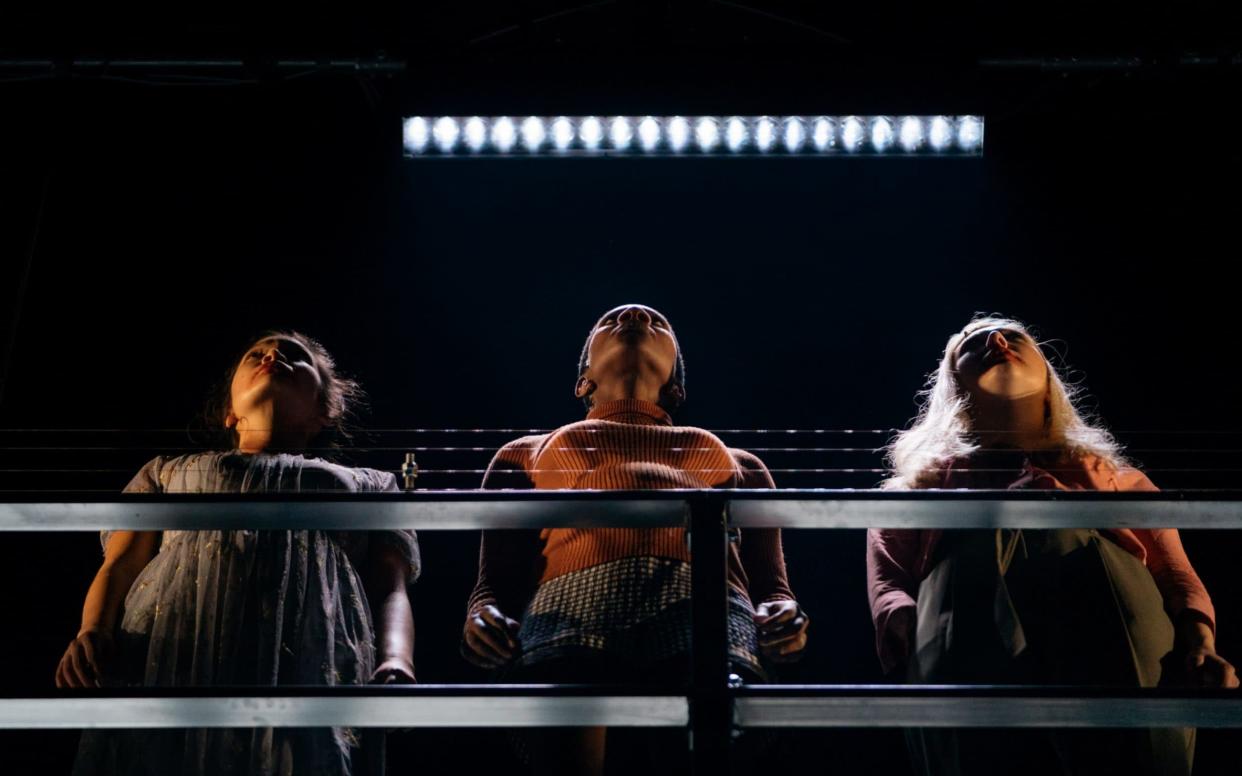 Kirsten Foster (Desdemona), Kezrena James (Bianca), and Melissa Johns (Emilia) in othellomacbeth at the Lyric Hammersmith - Â© Copyright Helen Murray 2018