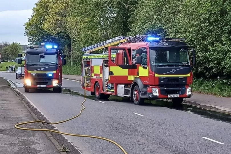 Crews at the scene on the Larne Link road in Co Antrim