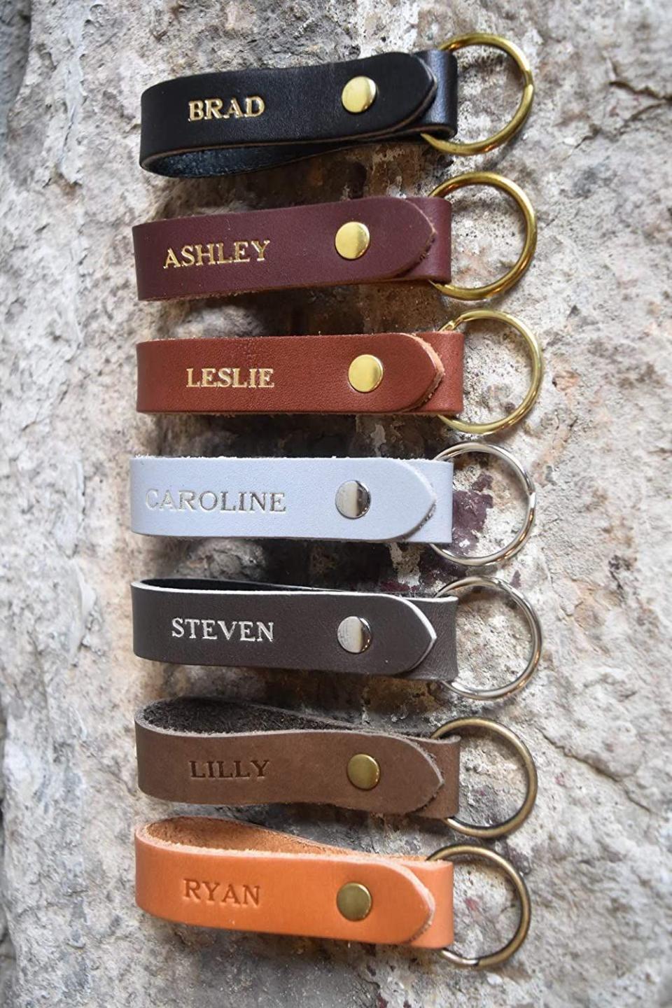 38) Personalized Leather Keychain