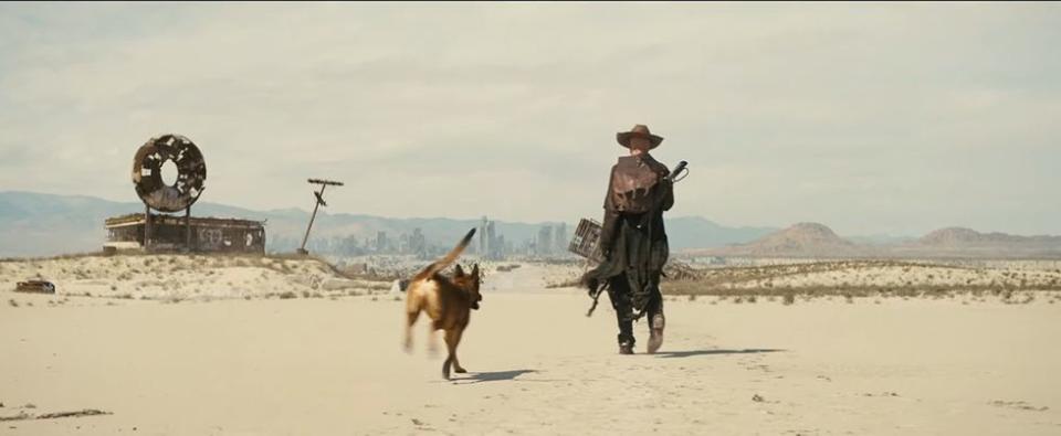 walton goggins and dog in the wasteland