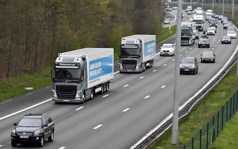 Driverless lorries travelling through Belgium