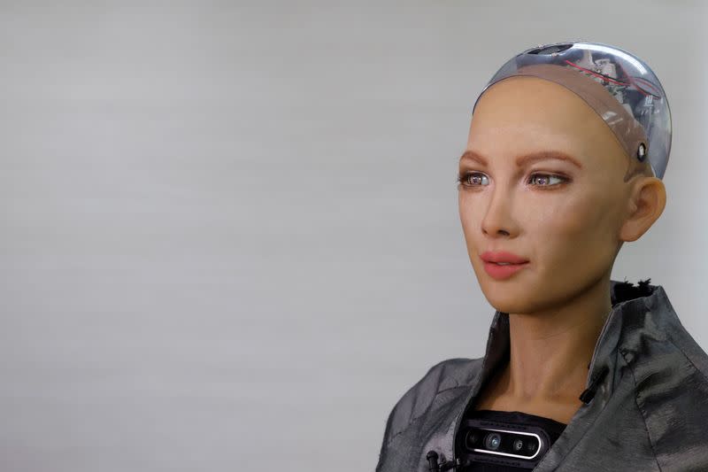 Humanoid robots are developed in Hanson Robotics lab in Hong Kong