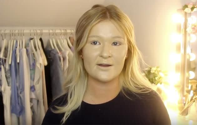 This is the result of applying 100 layers of foundation to your face.