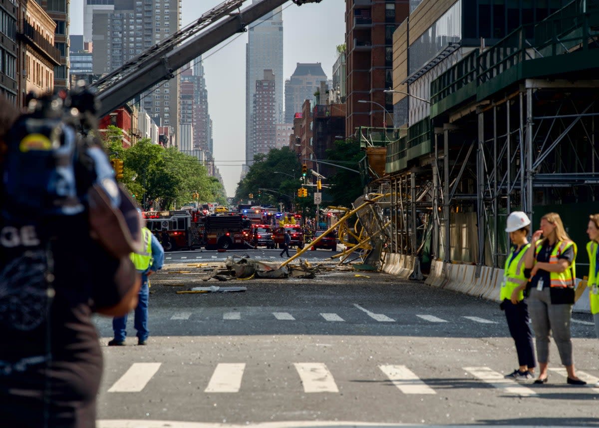 Debris from the construction crane that collapsed in Manhattan, New York on 26 July (Ariana Baio / The Independent)