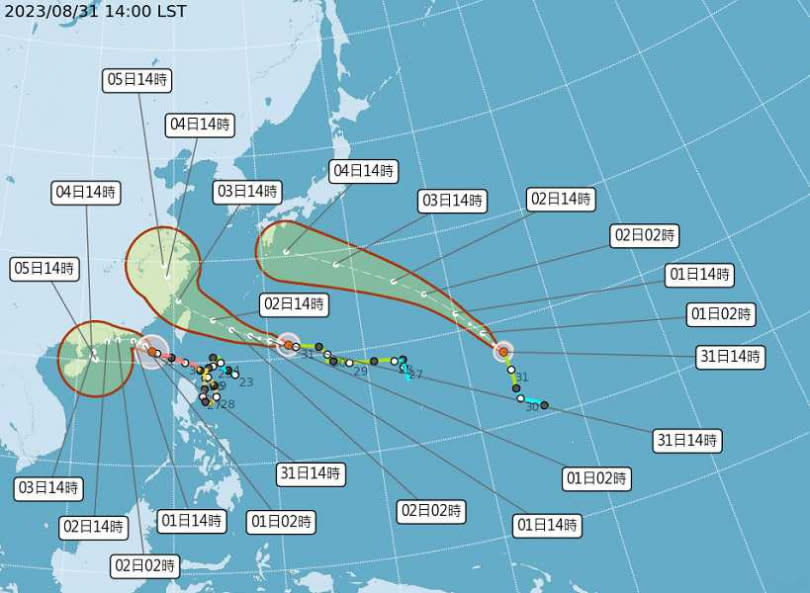 是否放颱風假，需要持續觀察颱風路徑。（圖／中央氣象局）