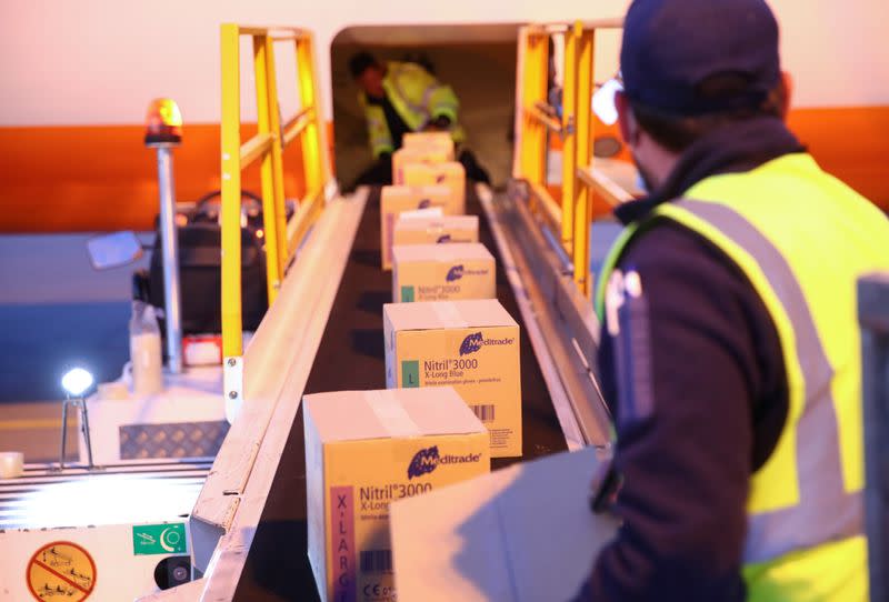 The International Committee of Red Cross (ICRC) sends cargo to Ukraine, during the coronavirus disease (COVID-19) outbreak, at Cointrin Airport in Geneva