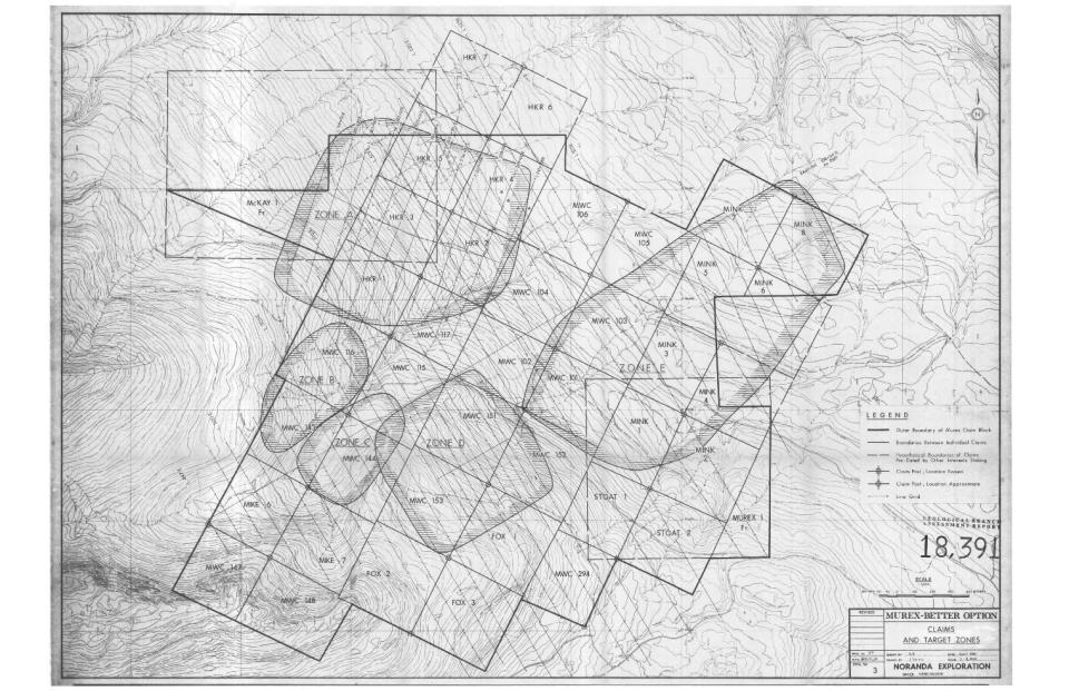 Figure 1. Noranda Murex Breccia Zones A-E