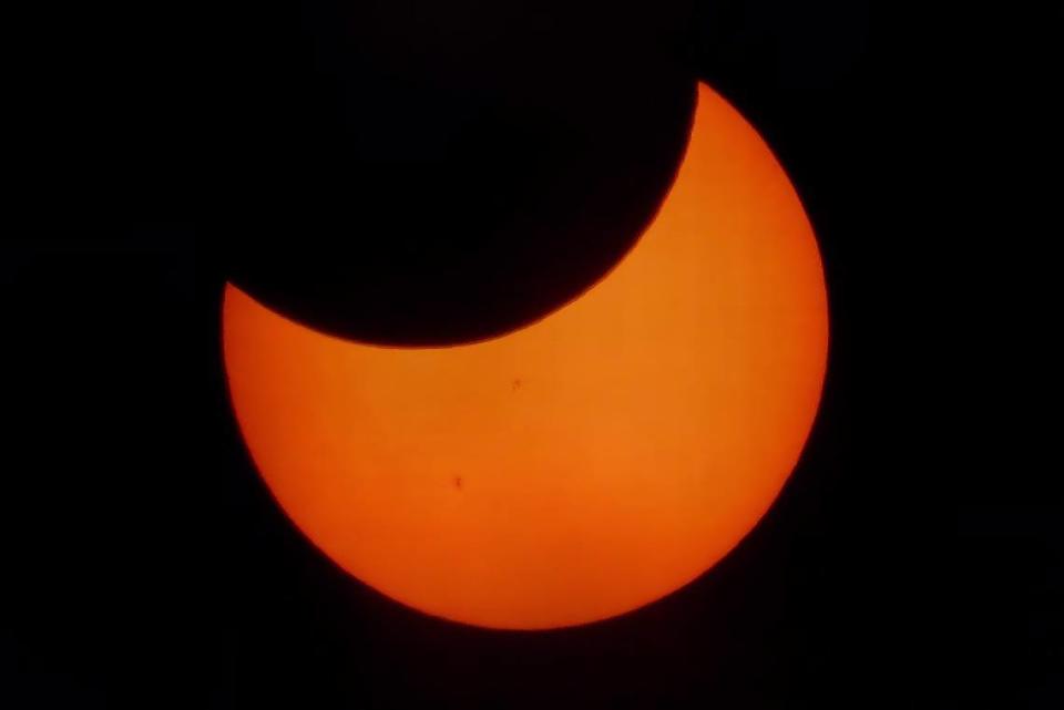 The annular solar eclipse was visible from San Luis Obispo County on Oct. 14, 2023. It reached about three-quarters of the way, creating a glowing crescent.