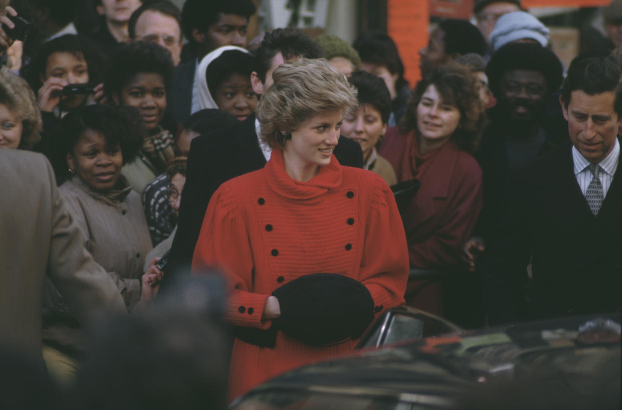 Diana, Princess of Wales  (1961 - 1997) and Prince Charles during a visit to Brixton, London, March 1986.  (Photo by Jayne Fincher/Princess Diana Archive/Getty Images)