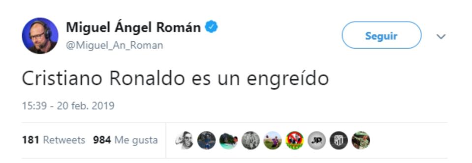 Críticas a Cristiano Ronaldo en Twitter por sus dardos a la afición del Atleti