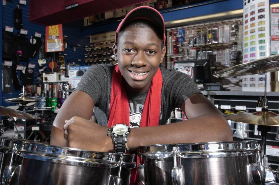 This was Diamond Johnson when he was 16 and a junior at Gardner Edgerton High School in Johnson County. He was one of five finalists in the Guitar Center national drummer competition.