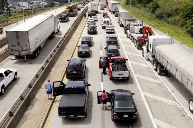 State officials say travelers should expect heavy traffic on all major routes this Memorial Day weekend. A traffic jam on Route 65 is pictured here.